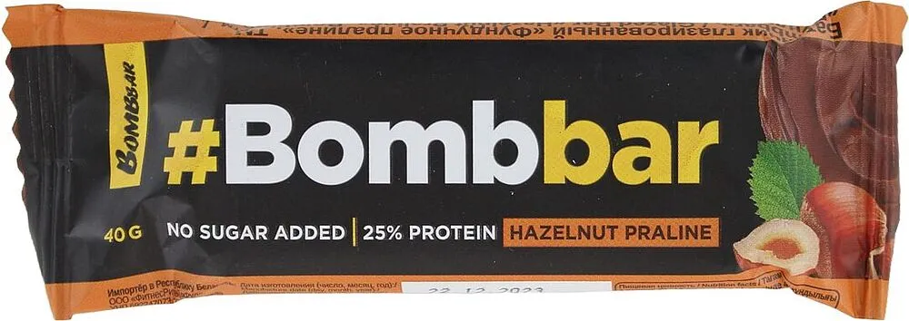 Բատոն սպիտակուցային «Bombbar Hazelnut Praline» 40գ

