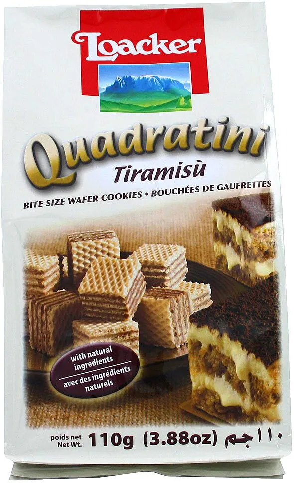 Վաֆլի՝ տիրամիսուի միջուկով «Loacker Quadratini Tiramisu» 110գ