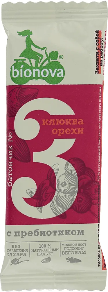 Ընկուզային բատոն լոռամրգով «Bionova N3» 35գ