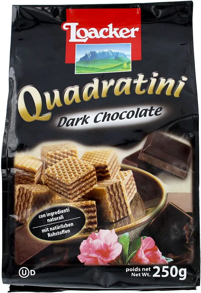 Վաֆլի՝ շոկոլադե միջուկով «Loacker Quadratini Dark Chocolate» 250գ