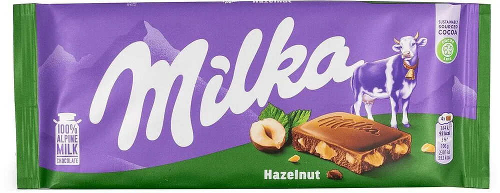 Շոկոլադե սալիկ պնդուկով «Milka Alpine Milk» 100գ