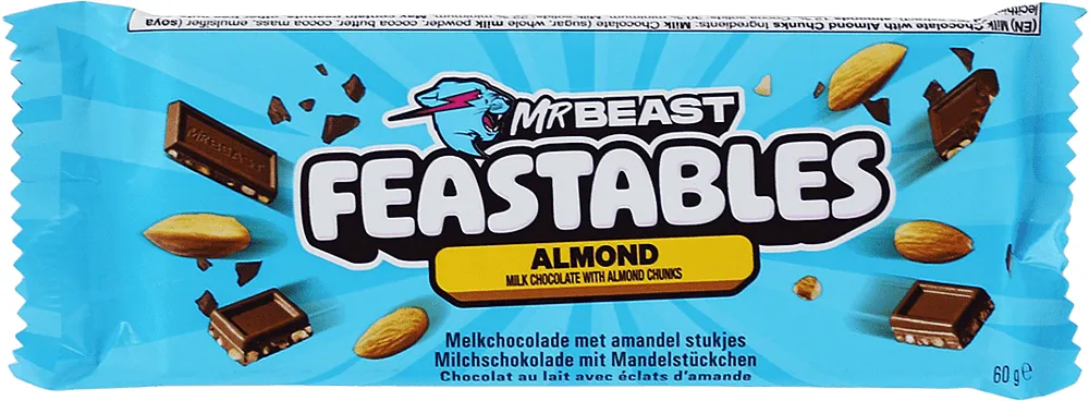 Շոկոլադե սալիկ նուշով «Mr Beast Feastables» 60գ