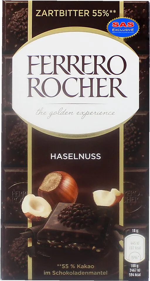 Շոկոլադե սալիկ դառը պնդուկով «Ferrero Rocher» 90գ