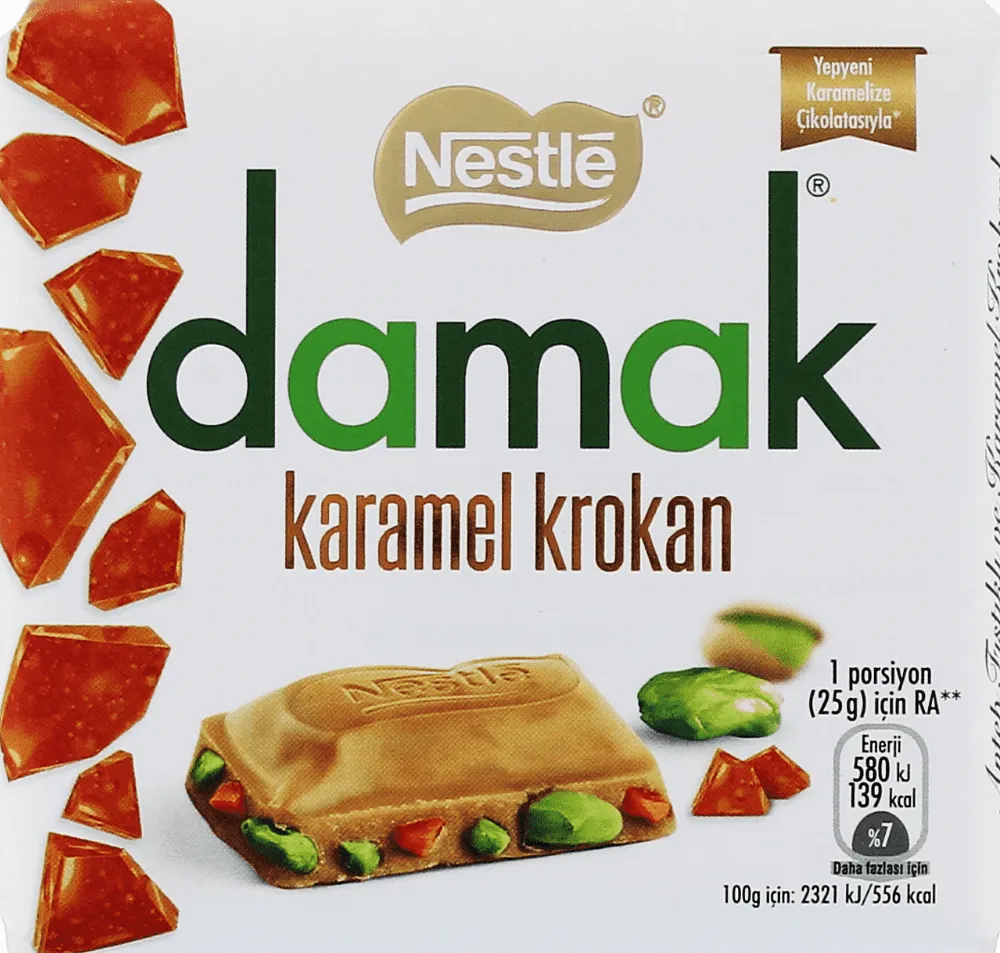 Շոկոլադե սալիկ կարամելով և պիստակով «Nestle Damak» 60գ