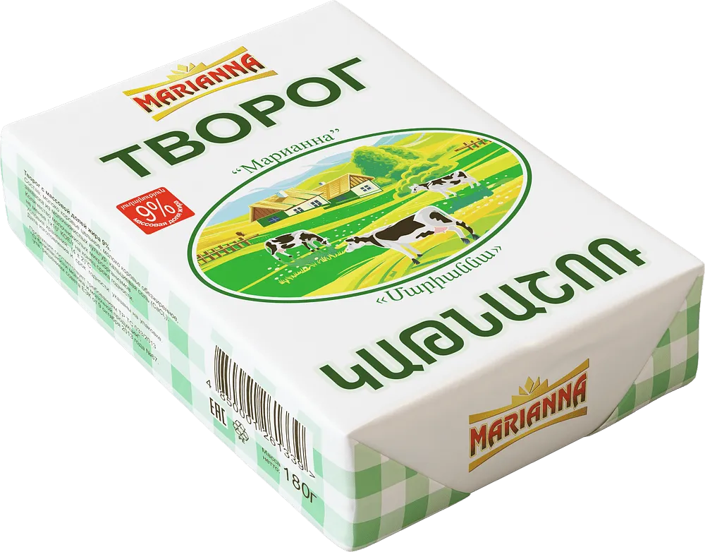 Կաթնաշոռ «Մարիաննա» 180գ, յուղայնությունը`9%