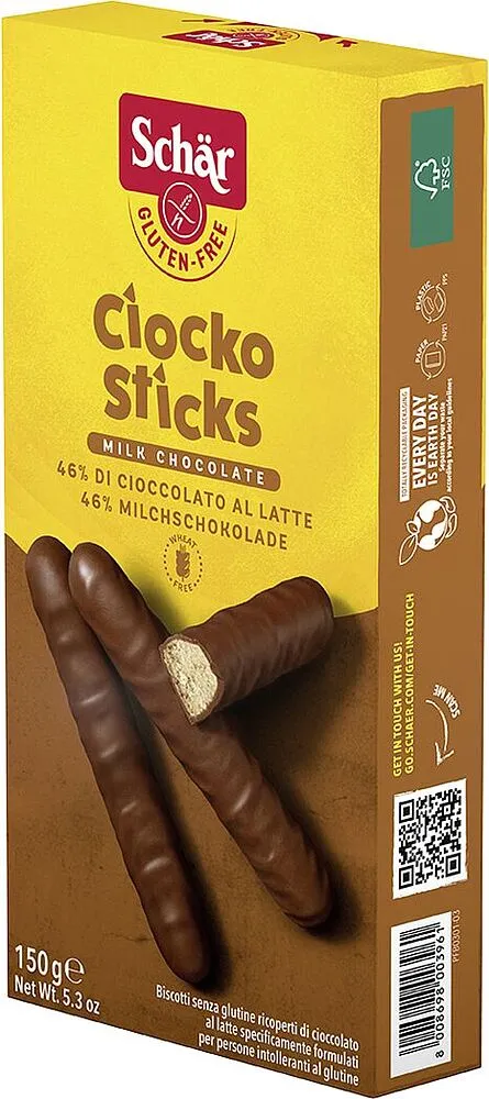 Թխվածքաբլիթ շոկոլադապատ «Schar Ciocko Sticks» 150գ