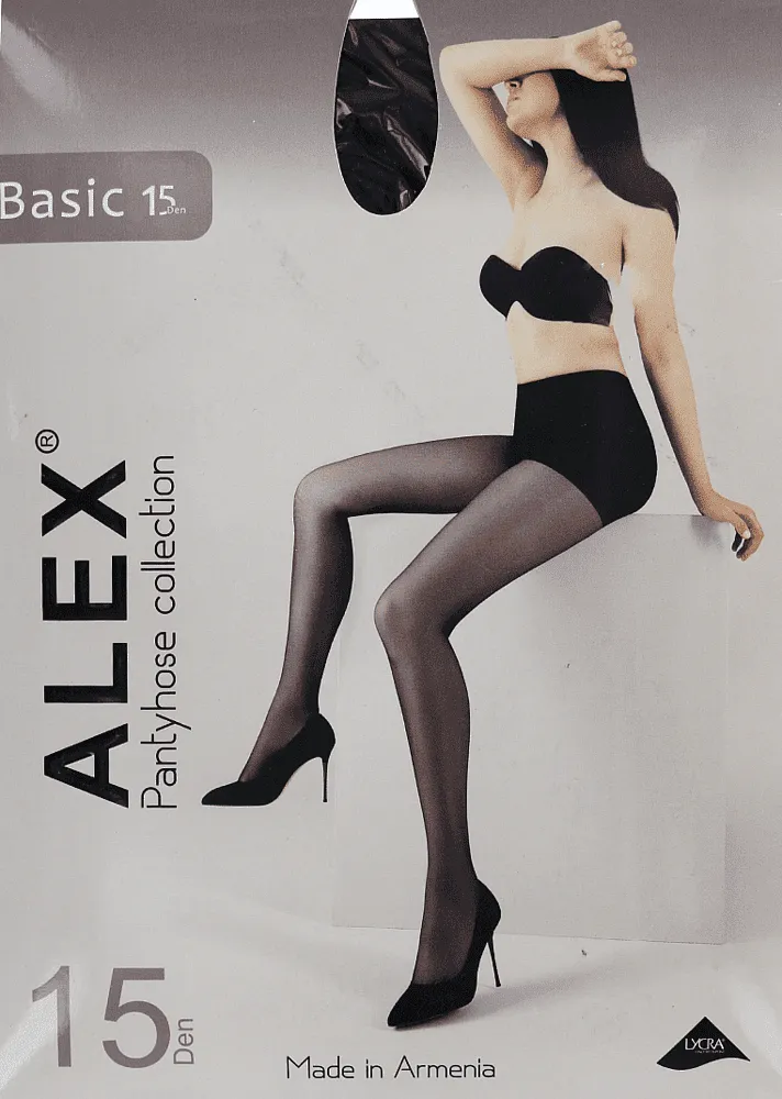 Զուգագուլպա սև «Alex Basic 15 Den N4»