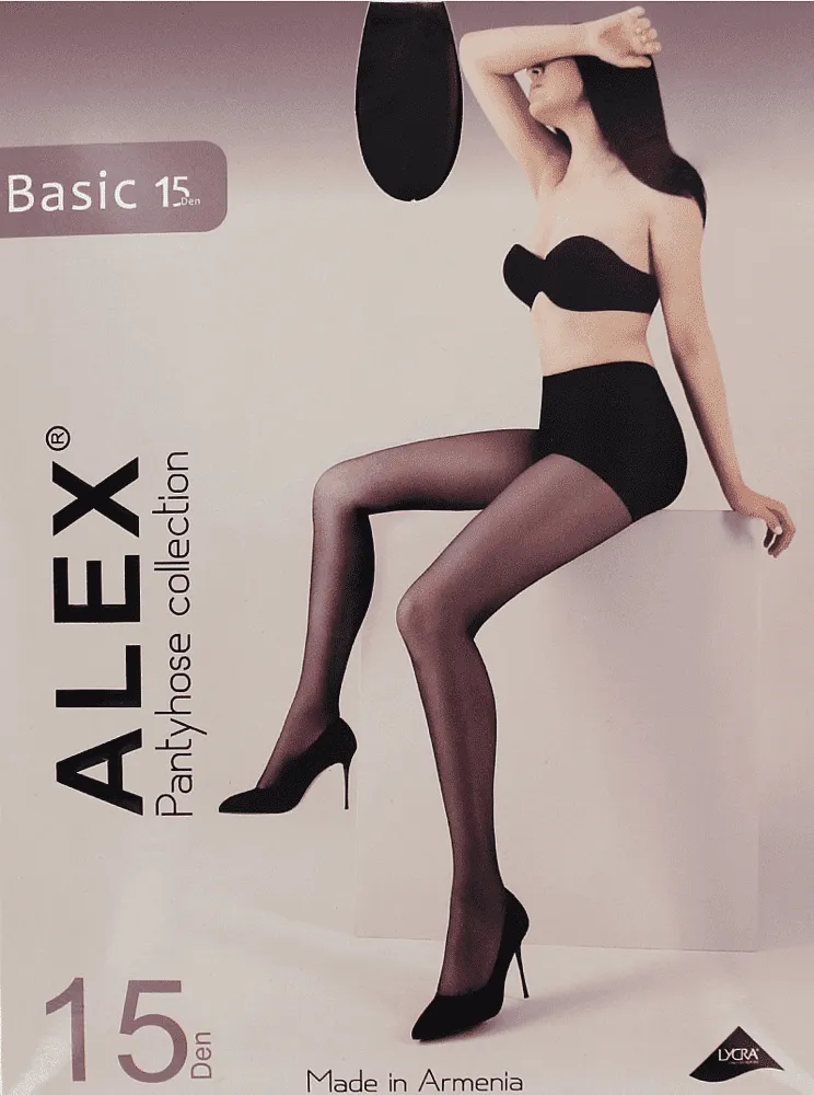 Զուգագուլպա սև «Alex Basic 15 Den N2»