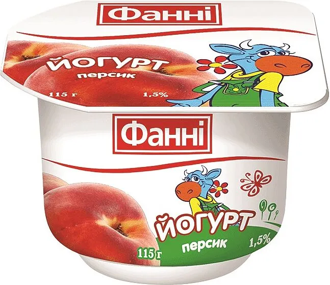 Յոգուրտ դեղձի «Фаннi» 115գ, յուղայնությունը` 1.5%