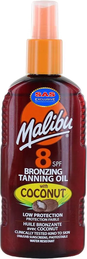 Արևայրուքի յուղ-սփրեյ «Malibu Bronzing Tanning Oil 8SPF» 200մլ
