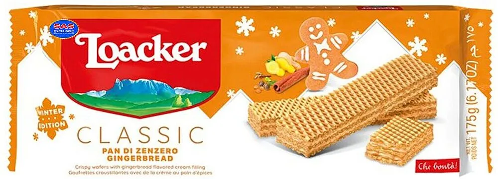 Վաֆլի կոճապղպեղի միջուկով «Loacker Classic» 175գ