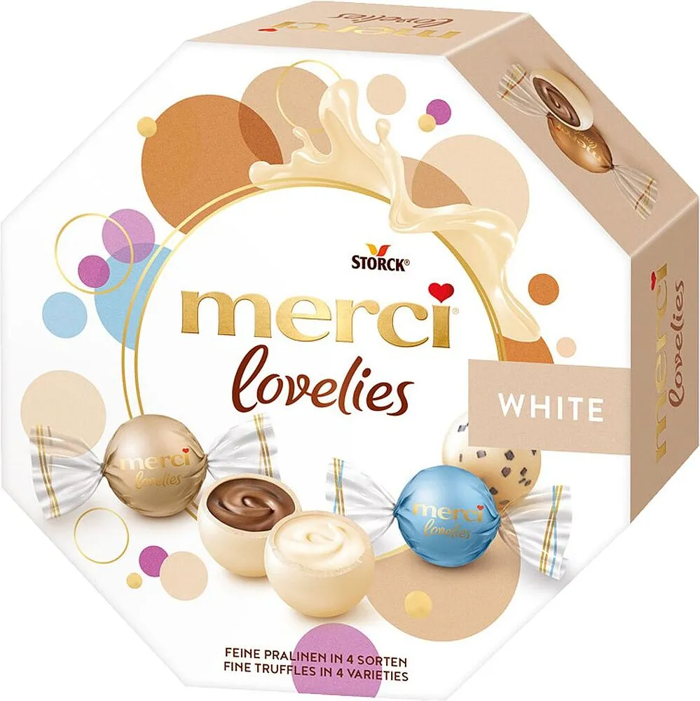 Շոկոլադե կոնֆետների հավաքածու «Merci Lovelies White» 185գ