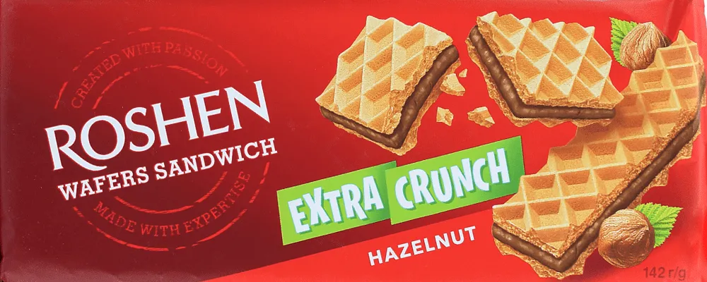 Վաֆլի պնդուկի կրեմով «Roshen Extra Crunch» 142գ
