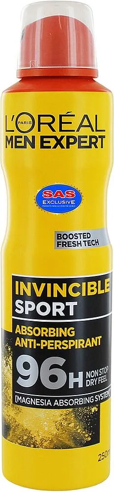 Հակաքրտինքային աէրոզոլային միջոց «L'Oreal Men Expert Invincible Sport"» 250մլ