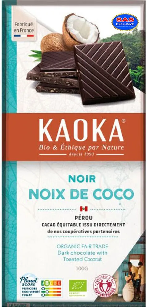 Շոկոլադե սալիկ դառը «Kaoka Noir Noix» 100գ