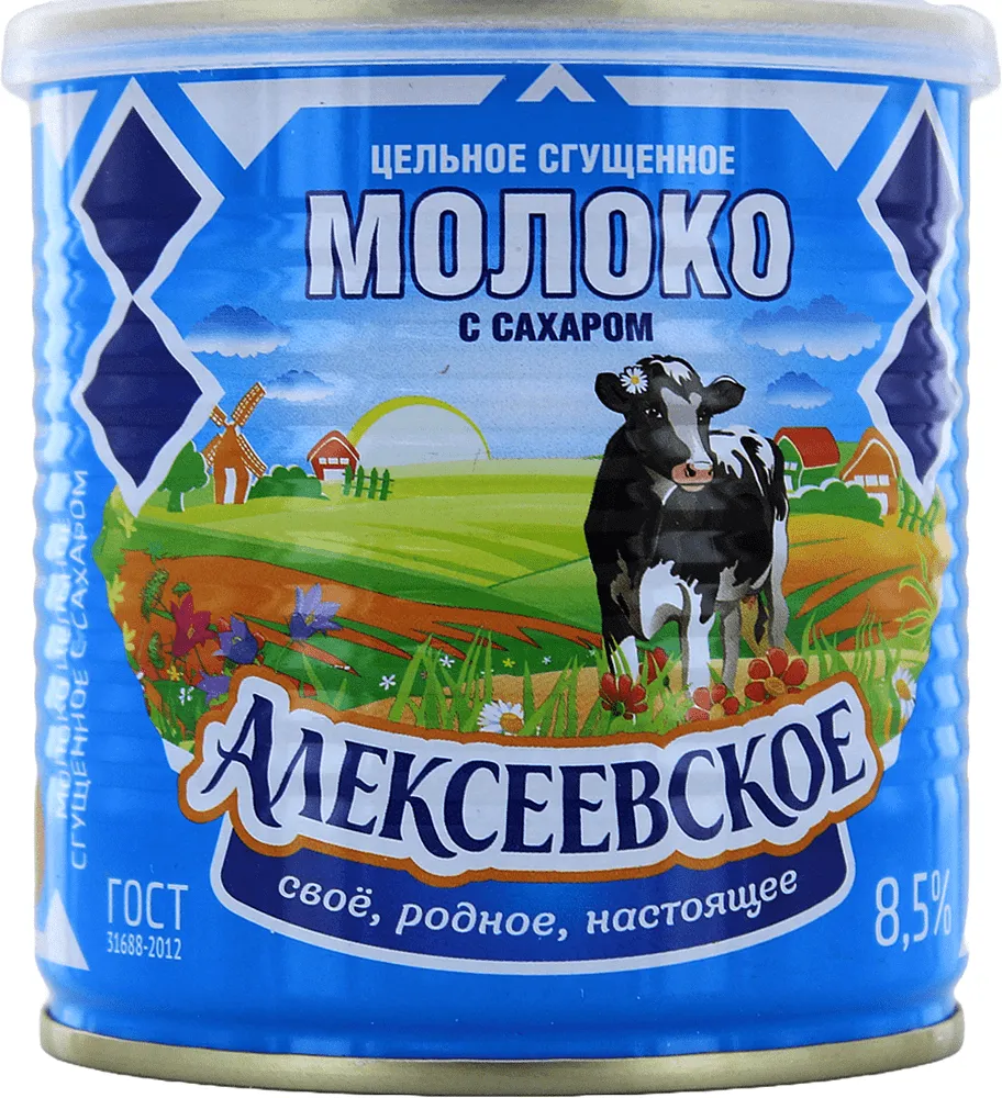 Խտացրած կաթ «Алексеевское» 360գ, յուղայնությունը` 8.5%