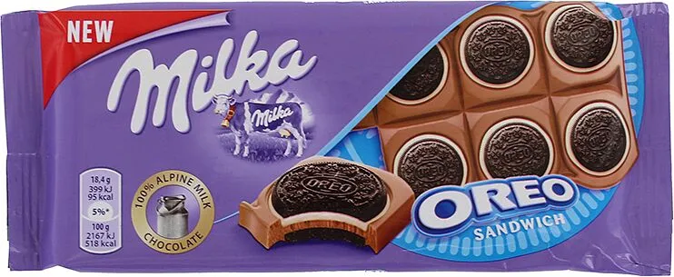 Շոկոլադե սալիկ թխվածքաբլիթով «Milka Oreo Sandwich» 92գ