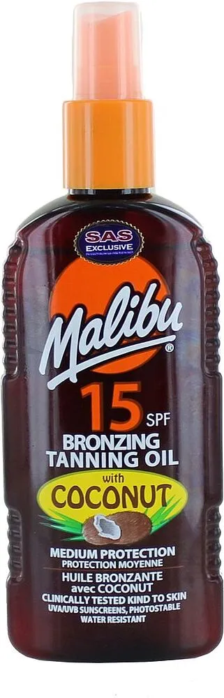 Արևայրուքի յուղ-սփրեյ «Malibu Bronzing Tanning Oil 15 SPF» 200մլ