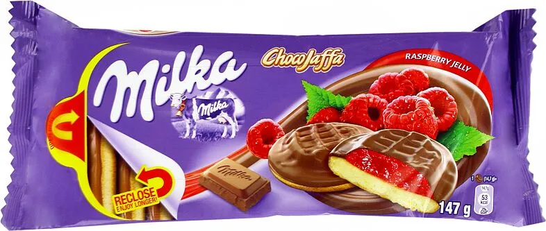 Թխվածքաբլիթ ազնվամորու դոնդողով «Milka Choco Jaffa» 147գ