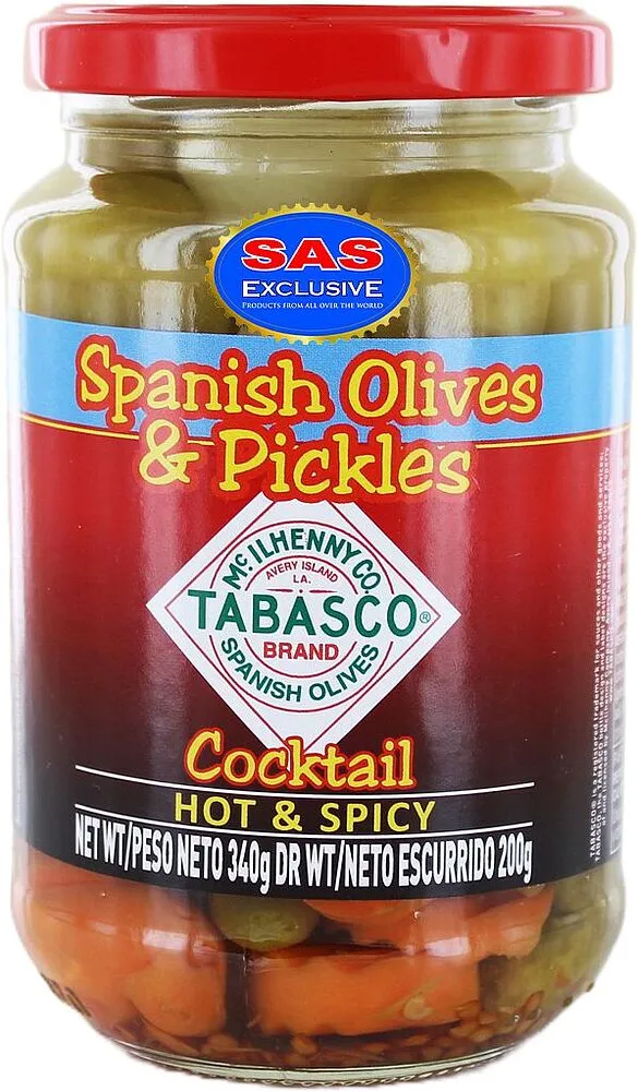 Ձիթապտուղ և կորնիշոններ «Serpis Tabasco Cocktail» 340գ