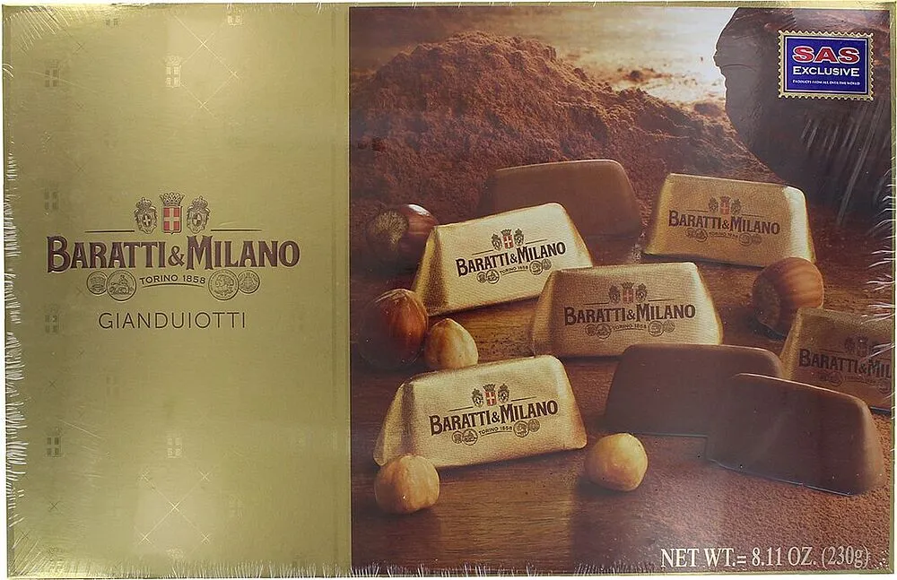 Շոկոլադե կոնֆետների հավաքածու «Baratti & Milano Gianduiotti» 230գ