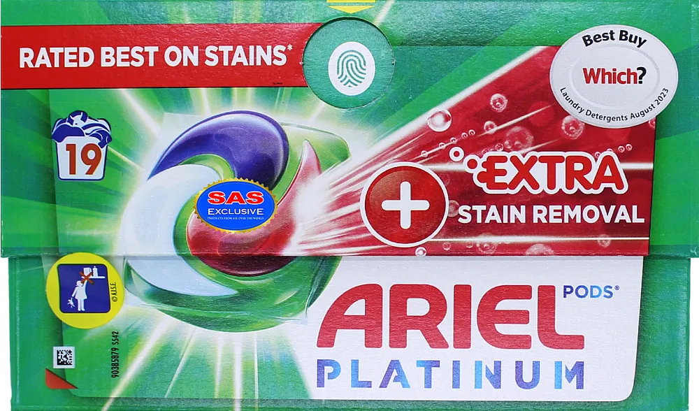 Լվացքի պարկուճներ ունիվերսալ «Ariel Platinum Extra Stain Removal» 19 հատ