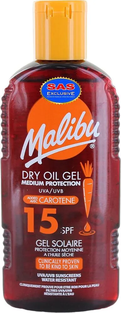 Արևապաշտպան յուղ գել «Malibu 15 SPF Dry Oil Gel» 200մլ
