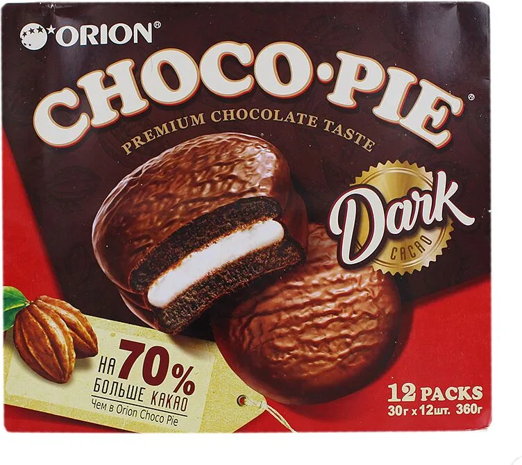 Թխվածքաբլիթ շոկոլադապատ «Choco Pie Dark» 360գ