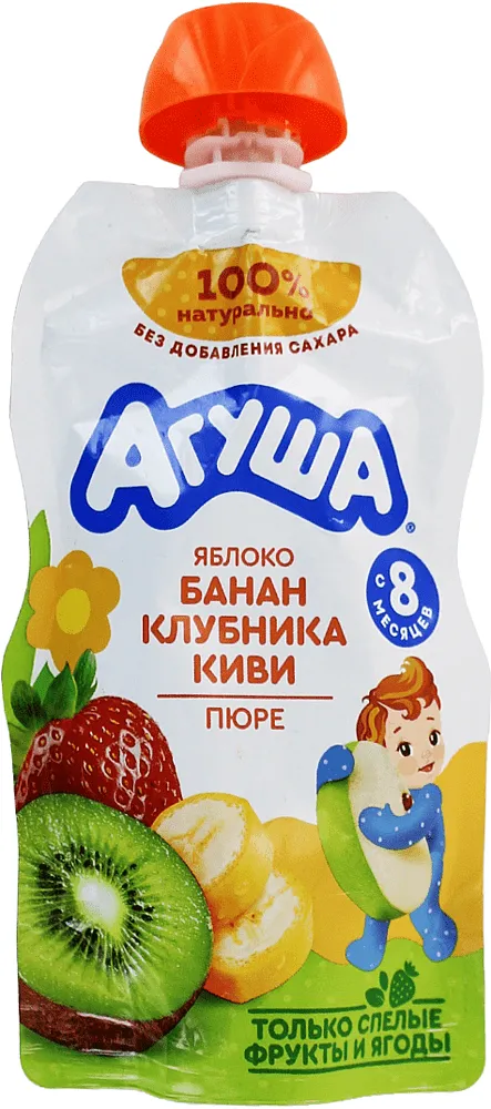Խյուս ելակի, խնձորի, բանանի և կիվիի «Агуша» 90գ