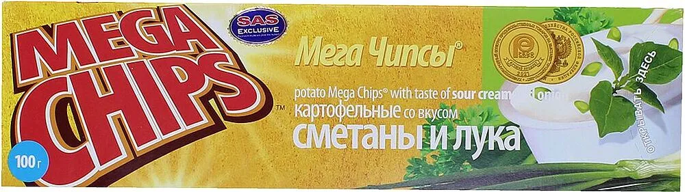 Չիպս թթվասերի և սոխի «Mega Chips» 100գ 


