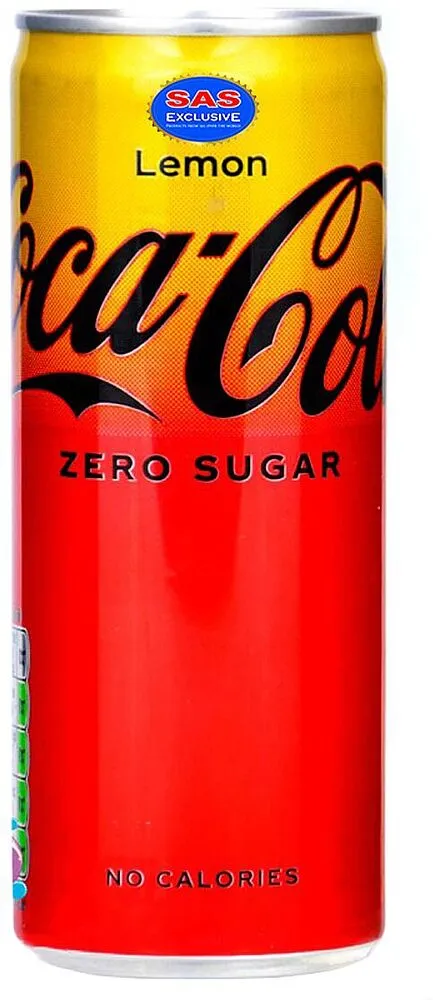 Զովացուցիչ գազավորված ըմպելիք կիտրոնի «Coca Cola Zero» 0.25լ 
 