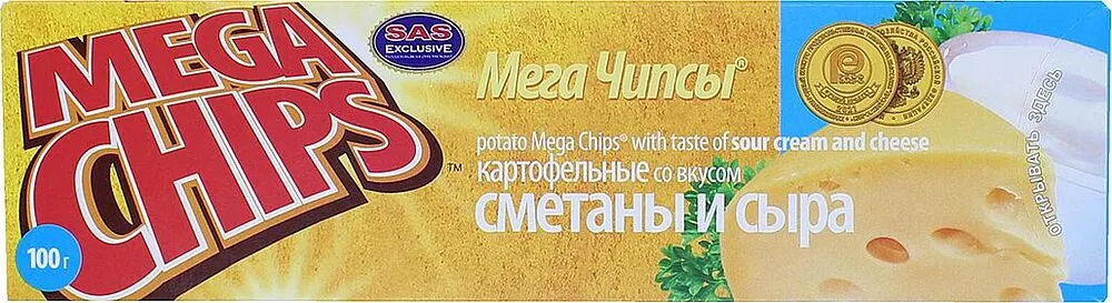 Չիպս թթվասերի և պանրի «Mega Chips» 100գ
