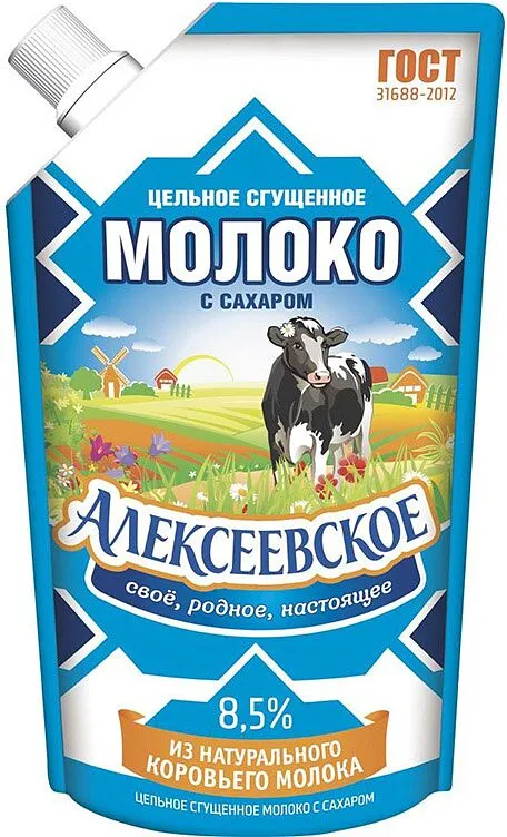 Խտացրած կաթ «Алексеевское» 270գ, յուղայնությունը` 8,5%