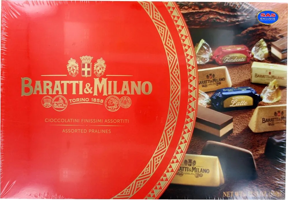 Շոկոլադե կոնֆետների հավաքածու «Baratti & Milano Assorted Pralines» 350գ
