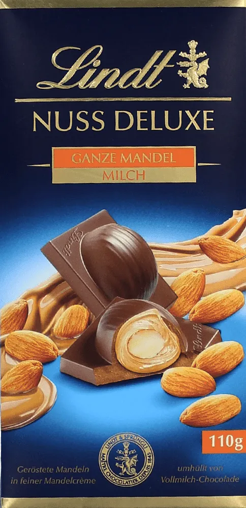 Շոկոլադե սալիկ նուշով «Lindt Nuss Deluxe» 110գ