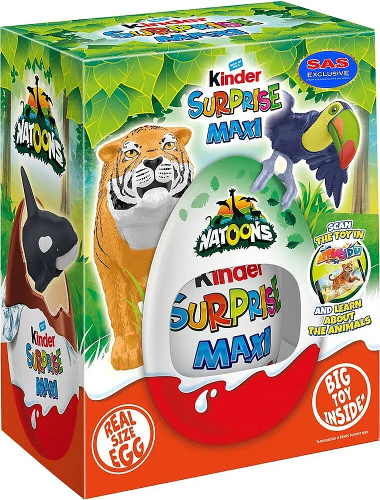 Շոկոլադե ձվիկ «Kinder Surprise Maxi Natoons» 100գ