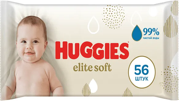 Անձեռոցիկ խոնավ մանկական «Huggies Elite Soft» 56 հատ