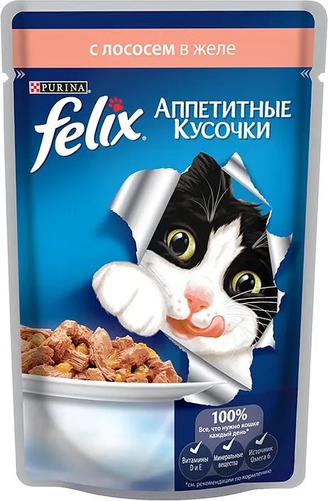 Կատուների կեր դոնդող սաղմոնի «Purina Felix» 85գ