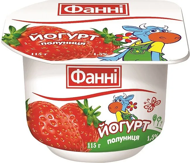 Յոգուրտ ելակի «Фаннi» 115գ, յուղայնությունը` 1.5%