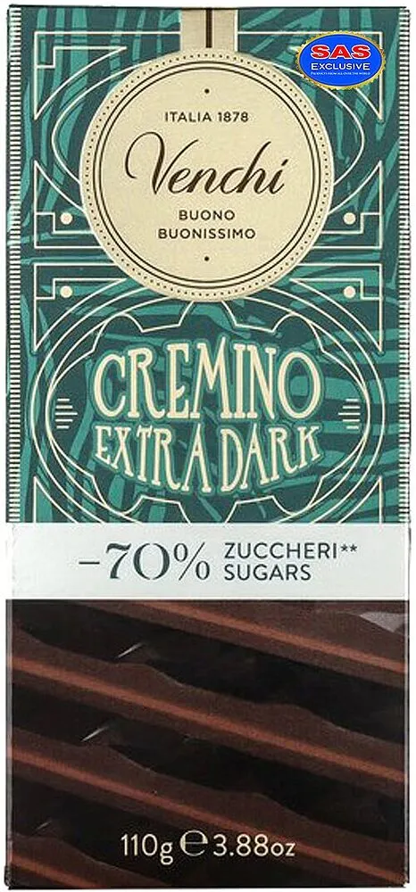 Շոկոլադե սալիկ մուգ «Venchi Cremino» 110գ