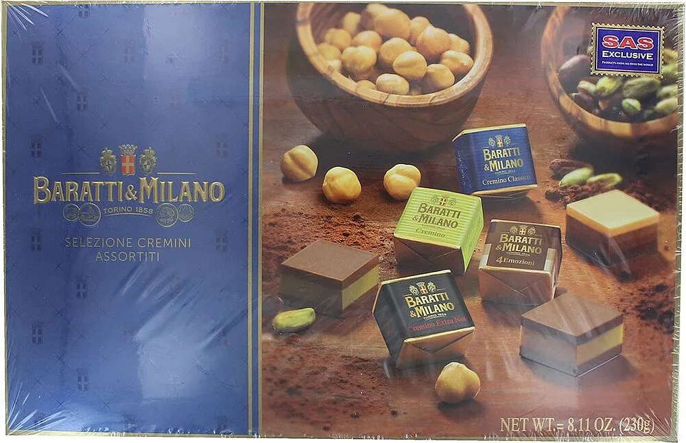 Շոկոլադե կոնֆետների հավաքածու «Baratti & Milano Selezione Cremini Assortiti» 230գ
