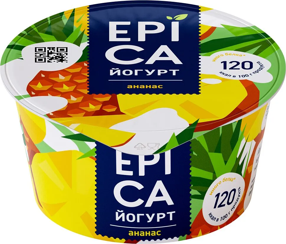 Յոգուրտ արքայախնձորի «Epica» 130գ, յուղայնությունը` 4.8%