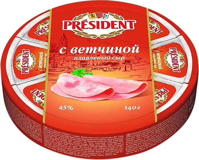Պանիր հալած խոզապուխտով «President» 140գ