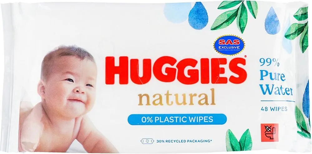 Անձեռոցիկ խոնավ մանկական «Huggies Natural» 48 հատ
