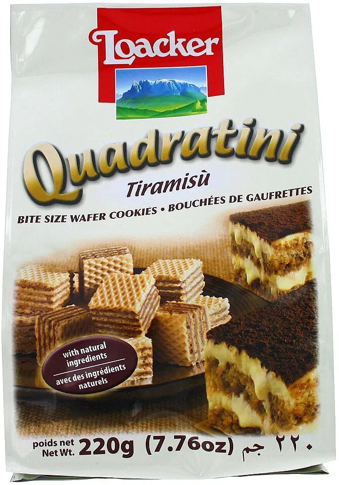Վաֆլի՝ տիրամիսուի միջուկով «Loacker Quadratini Tiramisu» 220գ