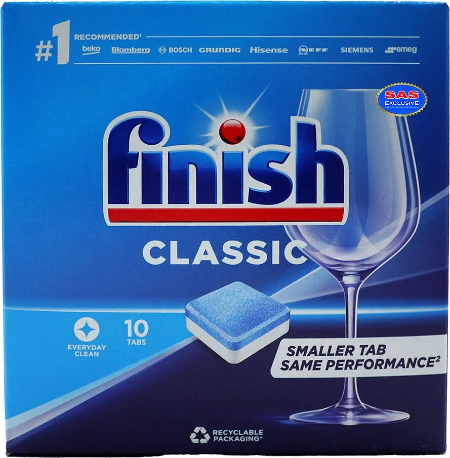 Սպասք լվացող մեքենայի պատիճներ «Finish Classic» 10 հատ
