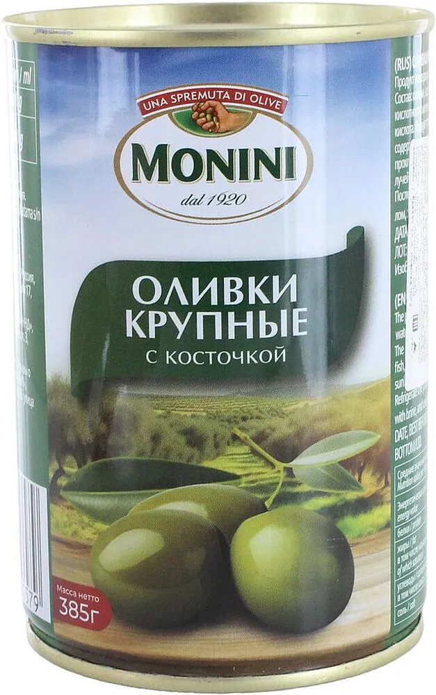 Ձիթապտուղ կանաչ կորիզով «Monini»385գ