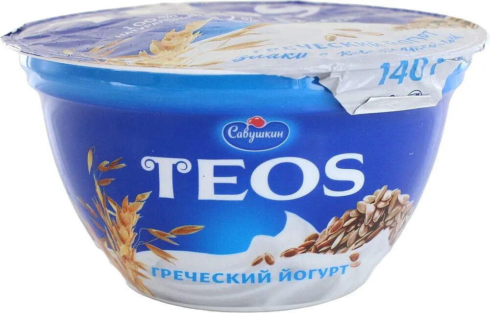 Յոգուրտ հունական կտավատով «Savushkin Teos» 140գ, յուղայնությունը՝ 2%
