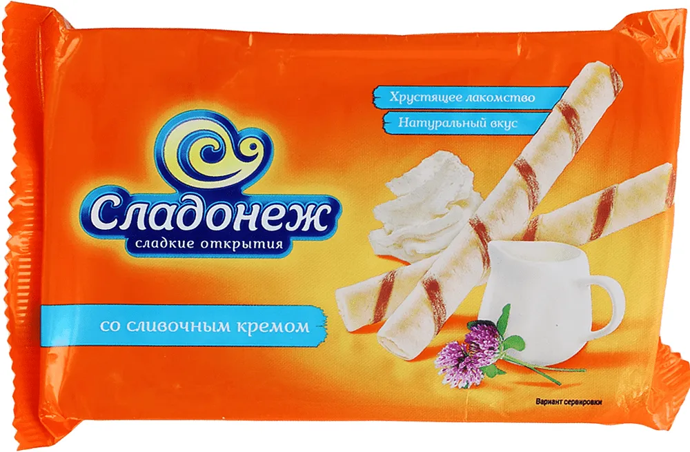 Վաֆլե ձողիկներ սերուցքային կրեմով «Сладонеж» 175գ