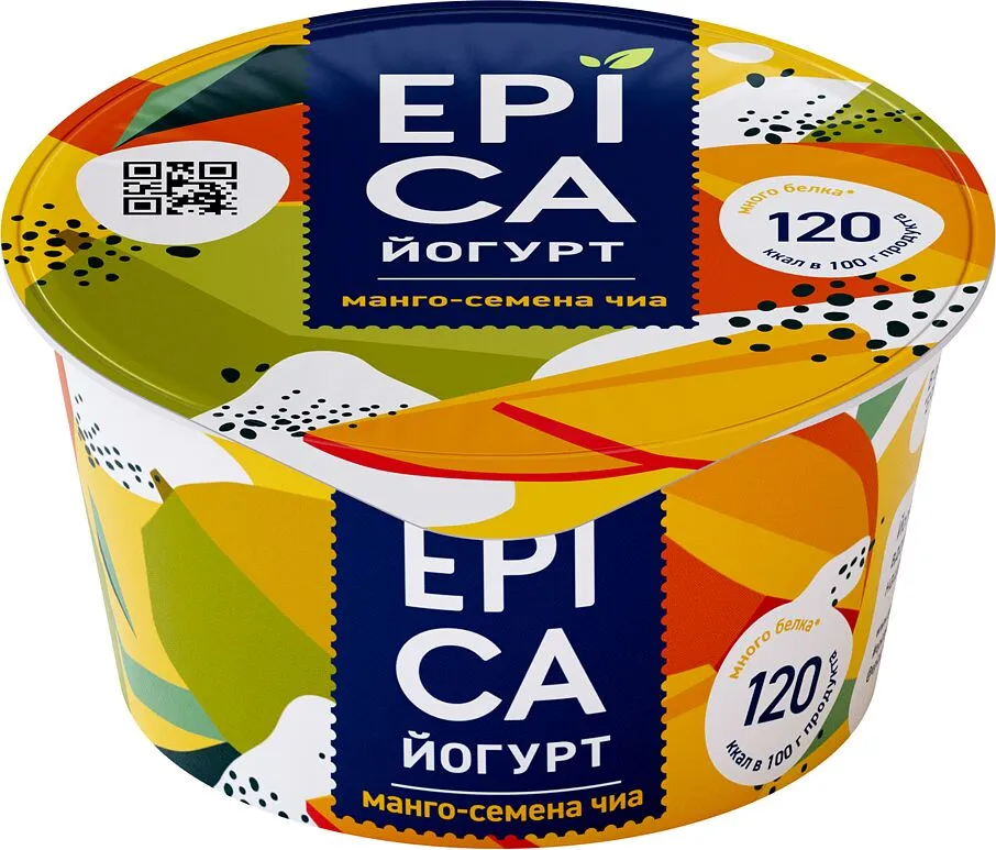 Յոգուրտ մանգոյով և չիայի սերմերով «Epica» 130գ, յուղայնությունը՝ 5%